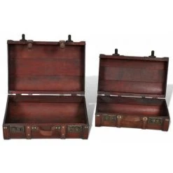 HAPPYSHOPPING Coffre De Rangement Vintage Bois Marron 2 Pcs -Buffet et enfilade Soldes 40551693 3