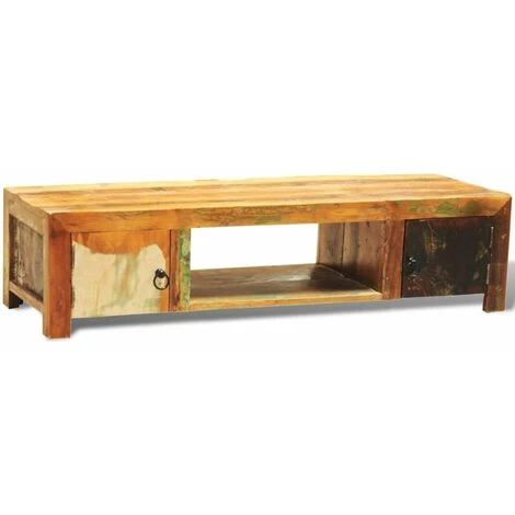 HAPPYSHOPPING Meuble TV Avec 2 Portes Bois De Recuperation Vintage 2 HAPPYSHOPPING Meuble TV Avec 2 Portes Bois De Recuperation Vintage – Image 2