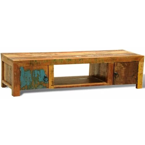 HAPPYSHOPPING Meuble TV Avec 2 Portes Bois De Recuperation Vintage 4 HAPPYSHOPPING Meuble TV Avec 2 Portes Bois De Recuperation Vintage – Image 4