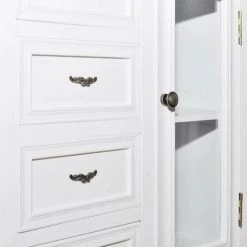 HAPPYSHOPPING Armoire Avec 5 Tiroirs Et 2 Etageres Blanc -Buffet et enfilade Soldes 40552107 3