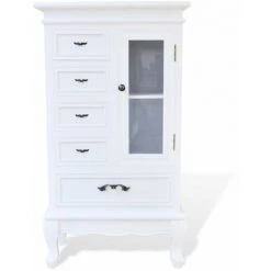 HAPPYSHOPPING Armoire Avec 5 Tiroirs Et 2 Etageres Blanc -Buffet et enfilade Soldes 40552107 4