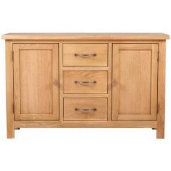 HAPPYSHOPPING Buffet Avec 3 Tiroirs 110 X 33,5 X 70 Cm Bois De Chene Massif -Buffet et enfilade Soldes 40552532 2