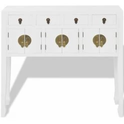 HAPPYSHOPPING Buffet En Style Chinois En Bois Massif Blanc 9 HAPPYSHOPPING Buffet En Style Chinois En Bois Massif Blanc -Buffet et enfilade Soldes 40553194 5