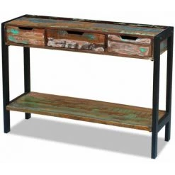 HAPPYSHOPPING Buffet 3 Tiroirs Bois De Recuperation Massif -Buffet et enfilade Soldes 40553685 4