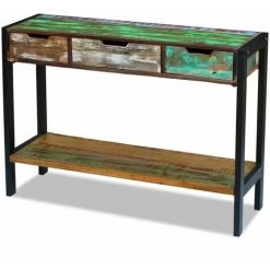 HAPPYSHOPPING Buffet 3 Tiroirs Bois De Recuperation Massif -Buffet et enfilade Soldes 40553685 5