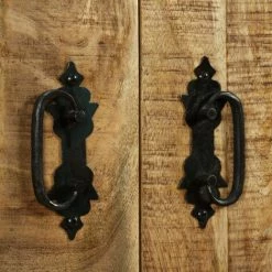 HAPPYSHOPPING Buffet Avec 2 Tiroirs Et 1 Armoire Bois De Manguier Brut -Buffet et enfilade Soldes 40554263 3