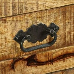 HAPPYSHOPPING Buffet Avec 2 Tiroirs Et 1 Armoire Bois De Manguier Brut -Buffet et enfilade Soldes 40554263 4