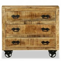 HAPPYSHOPPING Buffet Avec 3 Tiroirs Bois De Manguier Brut -Buffet et enfilade Soldes 40554272 3