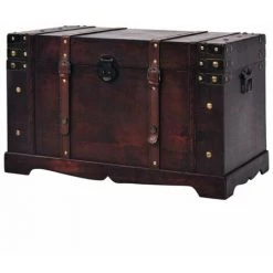HAPPYSHOPPING Coffre Vintage De Rangement Bois 66 X 38 X 40 Cm -Buffet et enfilade Soldes 40556039 2