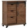HAPPYSHOPPING Armoire De Rangement Bois De Sapin Massif 64x33,5x75 Cm Marron