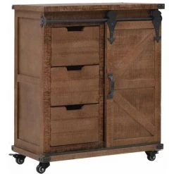 HAPPYSHOPPING Armoire De Rangement Bois De Sapin Massif 64x33,5x75 Cm Marron