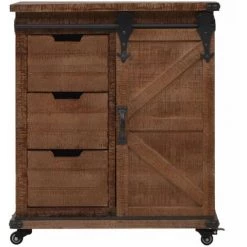HAPPYSHOPPING Armoire De Rangement Bois De Sapin Massif 64x33,5x75 Cm Marron -Buffet et enfilade Soldes 40556594 4
