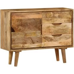 HAPPYSHOPPING Buffet Bois Massif De Manguier 90 X 30 X 69 Cm -Buffet et enfilade Soldes 40557207 3