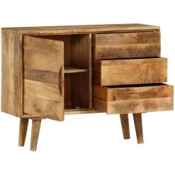 HAPPYSHOPPING Buffet Bois Massif De Manguier 90 X 30 X 69 Cm -Buffet et enfilade Soldes 40557207 5