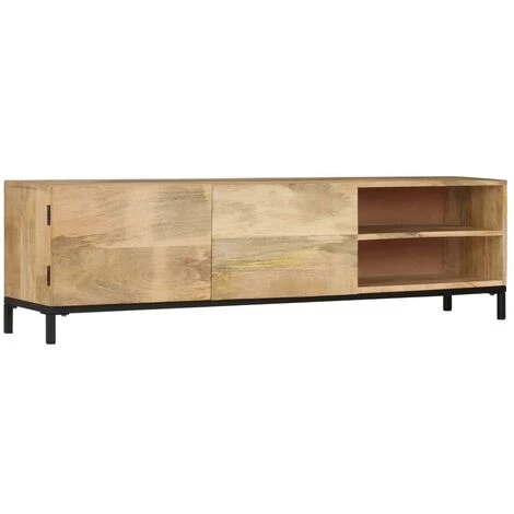 HAPPYSHOPPING Meuble TV 145 X 30 X 41 Cm Bois Massif De Manguier 1 HAPPYSHOPPING Meuble TV 145 X 30 X 41 Cm Bois Massif De Manguier