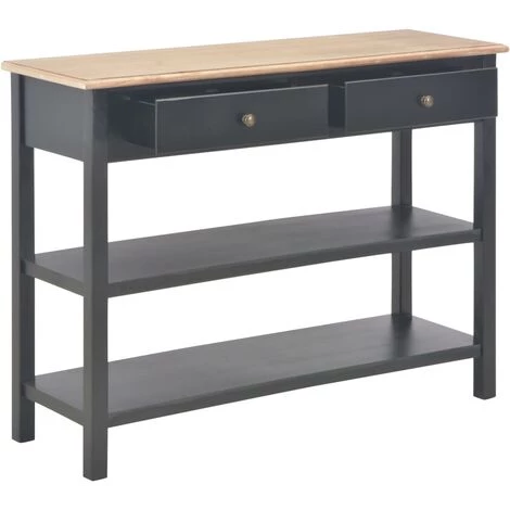 HAPPYSHOPPING Buffet Noir 110x35x80 Cm MDF 2 HAPPYSHOPPING Buffet Noir 110x35x80 Cm MDF – Image 2