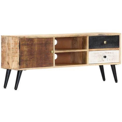 HAPPYSHOPPING Meuble TV 115 X 30 X 47 Cm Bois Massif De Manguier 1 HAPPYSHOPPING Meuble TV 115 X 30 X 47 Cm Bois Massif De Manguier