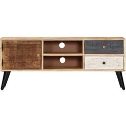HAPPYSHOPPING Meuble TV 115 X 30 X 47 Cm Bois Massif De Manguier 6 HAPPYSHOPPING Meuble TV 115 X 30 X 47 Cm Bois Massif De Manguier -Buffet et enfilade Soldes 40562494 2