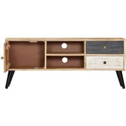 HAPPYSHOPPING Meuble TV 115 X 30 X 47 Cm Bois Massif De Manguier 7 HAPPYSHOPPING Meuble TV 115 X 30 X 47 Cm Bois Massif De Manguier -Buffet et enfilade Soldes 40562494 3
