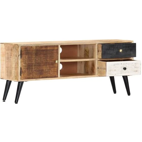 HAPPYSHOPPING Meuble TV 115 X 30 X 47 Cm Bois Massif De Manguier 4 HAPPYSHOPPING Meuble TV 115 X 30 X 47 Cm Bois Massif De Manguier – Image 4