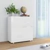 HAPPYSHOPPING Buffet Blanc Brillant 71 X 35 X 76 Cm Agglomere