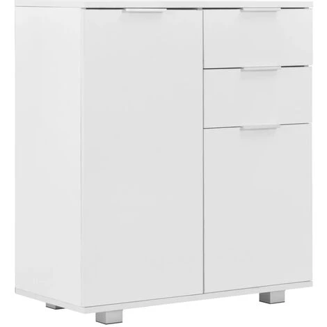 HAPPYSHOPPING Buffet Blanc Brillant 71 X 35 X 76 Cm Agglomere 2 HAPPYSHOPPING Buffet Blanc Brillant 71 X 35 X 76 Cm Agglomere – Image 2