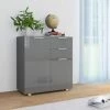 HAPPYSHOPPING Buffet Gris Brillant 71 X 35 X 76 Cm Agglomere
