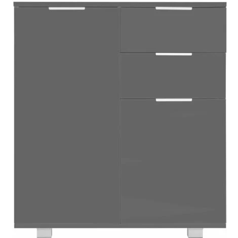 HAPPYSHOPPING Buffet Gris Brillant 71 X 35 X 76 Cm Agglomere 4 HAPPYSHOPPING Buffet Gris Brillant 71 X 35 X 76 Cm Agglomere – Image 4
