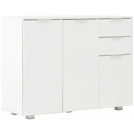 HAPPYSHOPPING Buffet Blanc Brillant 107 X 35 X 76 Cm 2 HAPPYSHOPPING Buffet Blanc Brillant 107 X 35 X 76 Cm – Image 2