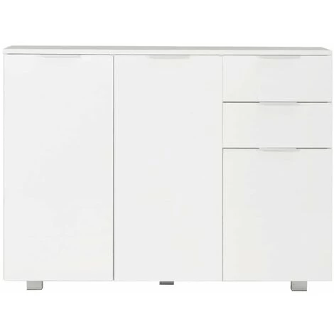 HAPPYSHOPPING Buffet Blanc Brillant 107 X 35 X 76 Cm 4 HAPPYSHOPPING Buffet Blanc Brillant 107 X 35 X 76 Cm – Image 4
