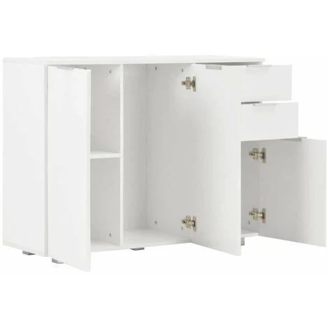 HAPPYSHOPPING Buffet Blanc Brillant 107 X 35 X 76 Cm 5 HAPPYSHOPPING Buffet Blanc Brillant 107 X 35 X 76 Cm – Image 5