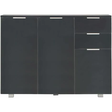 HAPPYSHOPPING Buffet Noir Brillant 107 X 35 X 76 Cm 4 HAPPYSHOPPING Buffet Noir Brillant 107 X 35 X 76 Cm – Image 4