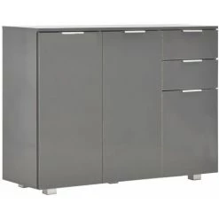 HAPPYSHOPPING Buffet Gris Brillant 107 X 35 X 76 Cm 6 HAPPYSHOPPING Buffet Gris Brillant 107 X 35 X 76 Cm -Buffet et enfilade Soldes 40562611 2