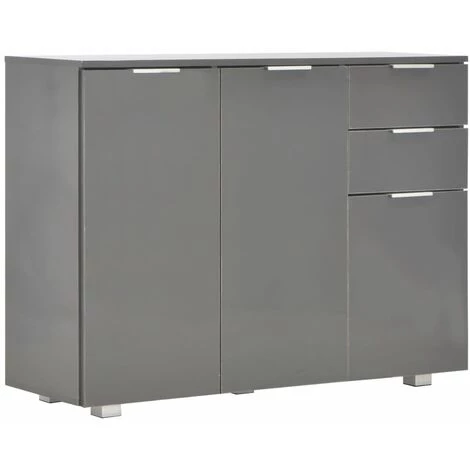 HAPPYSHOPPING Buffet Gris Brillant 107 X 35 X 76 Cm 2 HAPPYSHOPPING Buffet Gris Brillant 107 X 35 X 76 Cm – Image 2