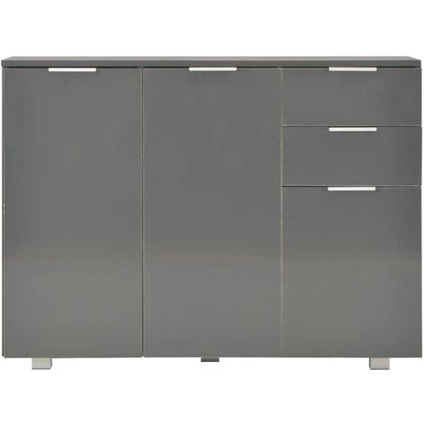 HAPPYSHOPPING Buffet Gris Brillant 107 X 35 X 76 Cm 4 HAPPYSHOPPING Buffet Gris Brillant 107 X 35 X 76 Cm – Image 4