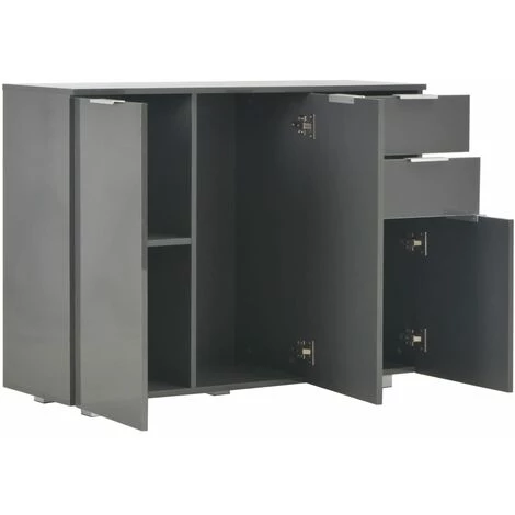 HAPPYSHOPPING Buffet Gris Brillant 107 X 35 X 76 Cm 5 HAPPYSHOPPING Buffet Gris Brillant 107 X 35 X 76 Cm – Image 5