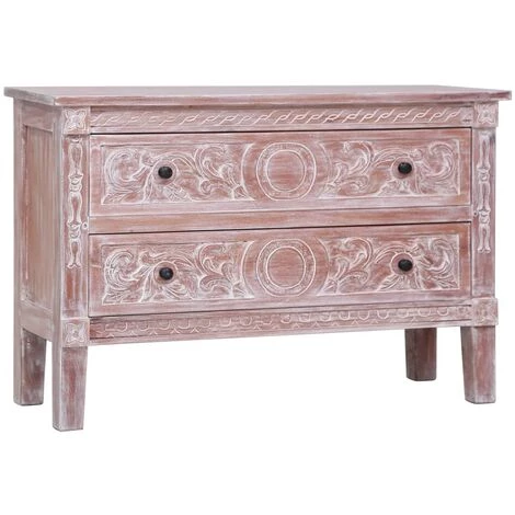 HAPPYSHOPPING Buffet Avec 2 Tiroirs 90x30x60 Cm Bois D'acajou Massif 1 HAPPYSHOPPING Buffet Avec 2 Tiroirs 90x30x60 Cm Bois D'acajou Massif