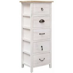 HAPPYSHOPPING Armoire Laterale 35 X 25 X 87 Cm Bois De Paulownia