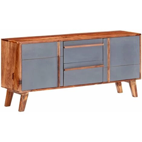 HAPPYSHOPPING Buffet Gris 120x30x55 Cm Bois Massif 1 HAPPYSHOPPING Buffet Gris 120x30x55 Cm Bois Massif