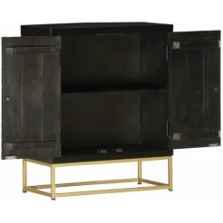 HAPPYSHOPPING Buffet Noir Et Dore 60 X 30 X 75 Cm Bois De Manguier Massif 9 HAPPYSHOPPING Buffet Noir Et Dore 60 X 30 X 75 Cm Bois De Manguier Massif -Buffet et enfilade Soldes 40565558 5