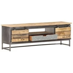 HAPPYSHOPPING Meuble TV 120 X 30 X 40 Cm Bois Massif De Manguier -Buffet et enfilade Soldes 40565590 4