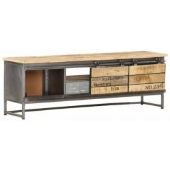 HAPPYSHOPPING Meuble TV 120 X 30 X 40 Cm Bois Massif De Manguier -Buffet et enfilade Soldes 40565590 5