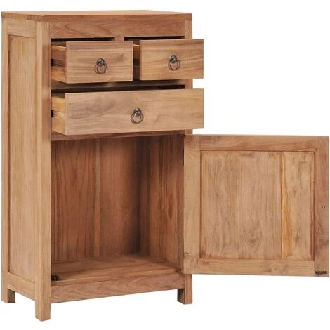 HAPPYSHOPPING Buffet 50 X 30 X 90 Cm Bois De Teck Massif 2 HAPPYSHOPPING Buffet 50 X 30 X 90 Cm Bois De Teck Massif – Image 2
