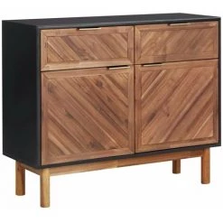 HAPPYSHOPPING Buffet 90x33,5x75 Cm Bois D'acacia Solide Et MDF