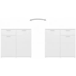 HAPPYSHOPPING Buffet Blanc 160x36x75 Cm Agglomere -Buffet et enfilade Soldes 40590312 5