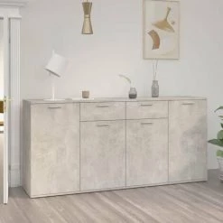HAPPYSHOPPING Buffet Gris Beton 160x36x75 Cm Agglomere
