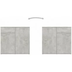 HAPPYSHOPPING Buffet Gris Beton 160x36x75 Cm Agglomere -Buffet et enfilade Soldes 40590324 5
