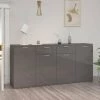 HAPPYSHOPPING Buffet Gris Brillant 160x36x75 Cm Agglomere