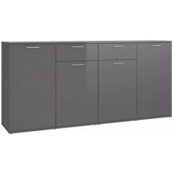 HAPPYSHOPPING Buffet Gris Brillant 160x36x75 Cm Agglomere -Buffet et enfilade Soldes 40590333 2