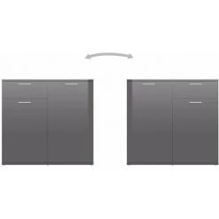 HAPPYSHOPPING Buffet Gris Brillant 160x36x75 Cm Agglomere -Buffet et enfilade Soldes 40590333 5